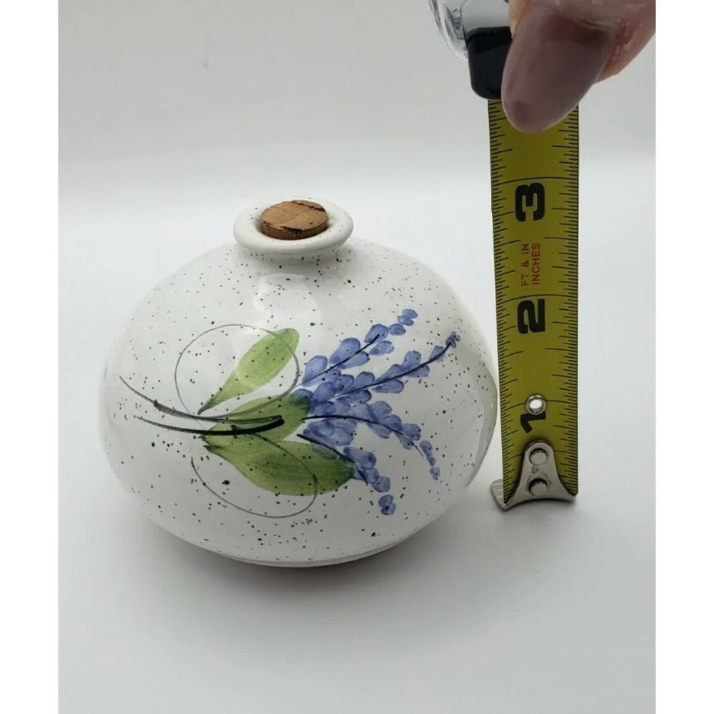 Set‎ of 3 Ceramic Bottles Lavender Design Cork Stopper Vases Home Decor